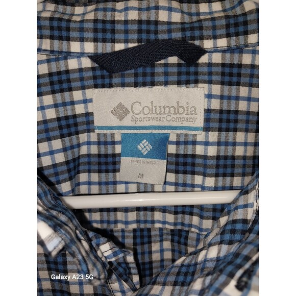 Columbia Men's Medium Blue Plaid Long Sleeve Button Up - Picture 4 of 6